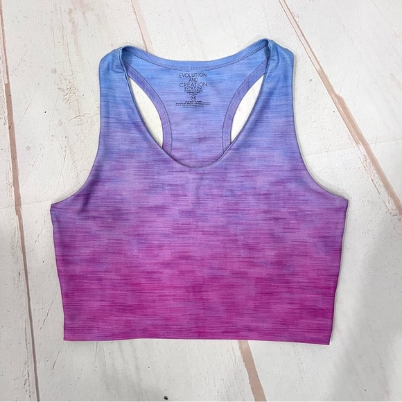 Evolution and Creation Ombre Space Dye Crop Tank Top Sports Bra - Picture 4 of 5